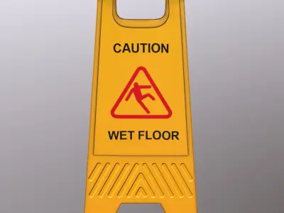Caution Wet Floor Low Poly Low-poly 3D model