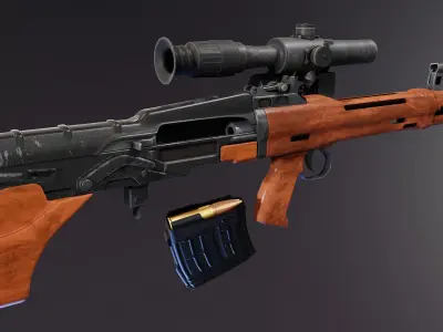 TKB 0145 Adov Prototype Rifle Low-poly 3D model