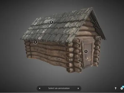 Old cottage Low-poly 3D model