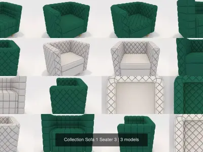 Collection Sofa 1 Seater 3 3D Model Pack