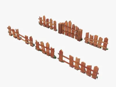 Fence low poly models for games Low-poly 3D model