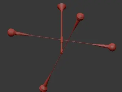 TEARDROP 3 clock with three rods 3D model