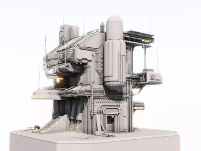 Sci-fi Command center building 3D model