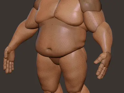 Stilized fat man Low-poly 3D model