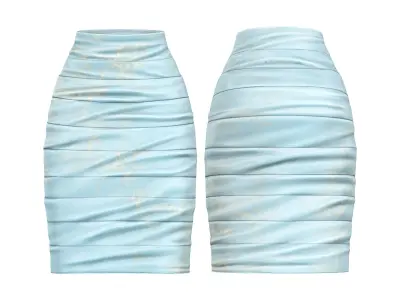 Ladies Belted Jacket Blazer And Horizontally Pleated Skirt Low-poly 3D model