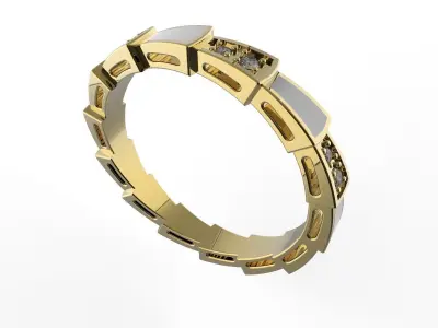 Light ring with white pearl enamel and diamonds 3D print model