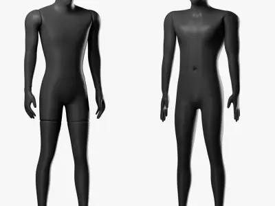  Black Rigged Simple and Sport Men Mannequins 
