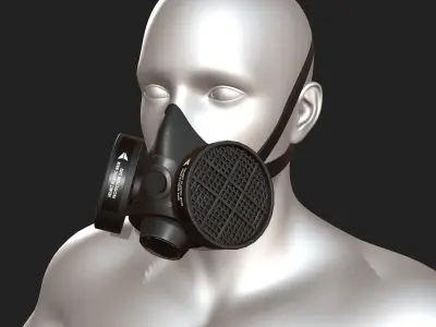 Gas mask helmet 3d protection plastic Black  Low-poly 3D model
