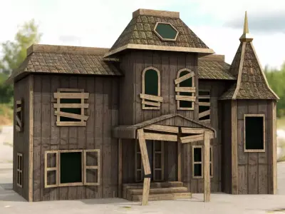 Haunted Wooden House 2 Low-poly 3D model