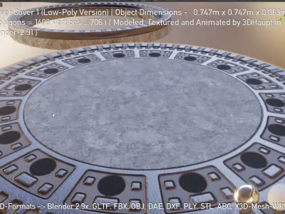 Sewer Cover 1 Low-Poly Version Low-poly 3D model