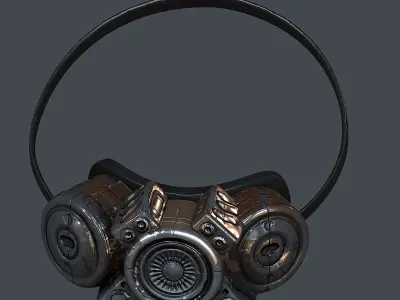 Gas mask helmet 3d model scifi Low-poly Low-poly 3D model 7