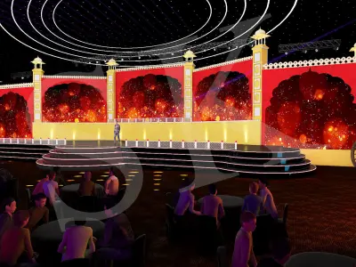 Rajasthani Theme Stage with animation 3D model