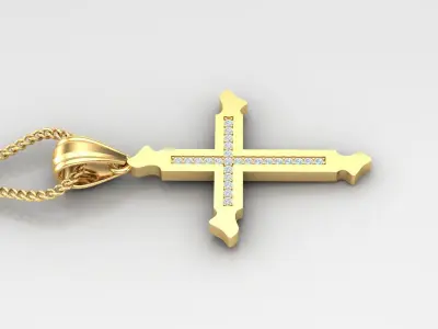 High Cross Pendant Light Gold 18K 4CP012 3D print model