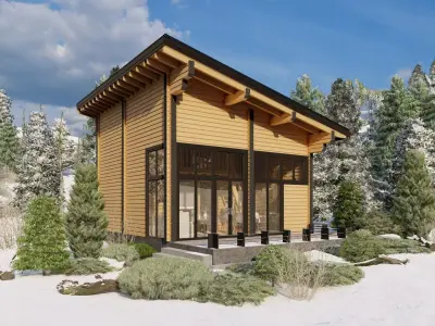 3D model of a wooden house 3D model