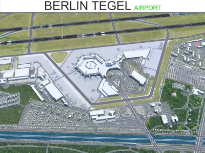 Berlin Tegel Airport 10km Low-poly 3D model