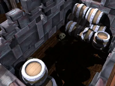 Modular Stylized Handpainted Dungeon Low-poly 3D model