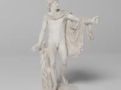 Apollo Belvedere Sculpture VR AR Mobile-ready Game-ready Low-poly 3D model