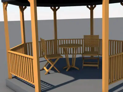 Gazebo 3D model with roof 3D model