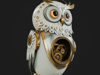 Steampunk Owl Automaton Low-poly 3D model