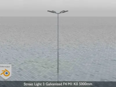 Street Light 3 Galvanized F4 M1 K0 5000mm  Low-poly 3D model