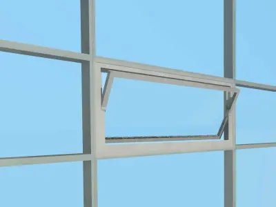 Curtain Wall Panel Pivot Window Revit Family 3D model