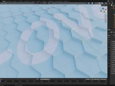 Hexagon grid seamless loop animation 3 3D model