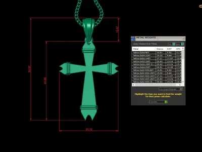 Light Gold 18K Cross Pendant 2CP089 3D print model