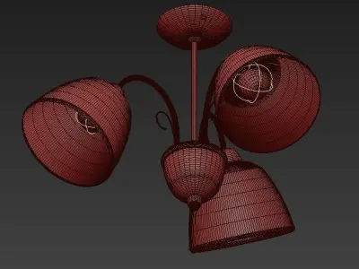 Lustra three light ceiling fixture with glass shades 3D model