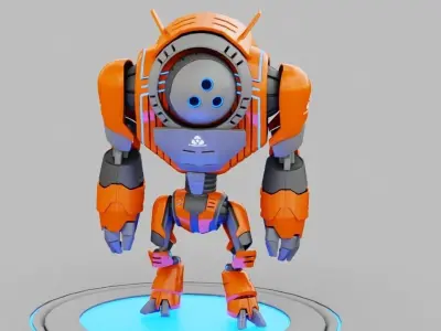 Planet expedition robot rigged - animated 3D model