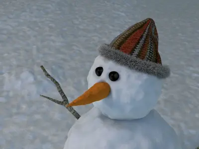 Snowman with broom 3D model