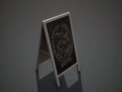 Wooden Banner Low-poly 3D model