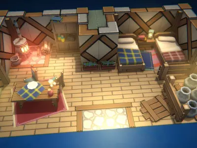 EnviroKit - HOME INTERIORS - Retro Lowpoly  Low-poly 3D model