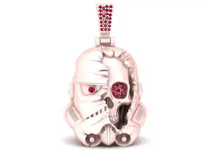 Cyber Skull Fusion Pendant  3D Printable Luxury 3D print model