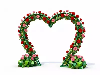 Romantic Heart-Shaped Rose Archway 3D Model Low-poly 3D model