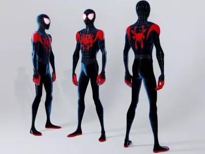 Miles Morales - Spider-Verse Style Rigged and Textured 3d model Low-poly 3D model