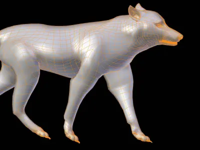 Grey wolf rigged and animated and polar light 3D model