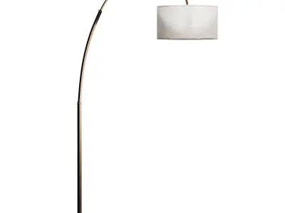  Overarching Linen Shade Floor Lamp Low-poly 3D model