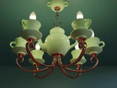 Chandelier in the form of a tea set 3D model