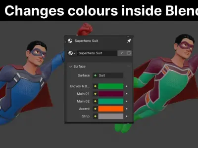 Cartoon Superhero Man Rigged Low-poly 3D model