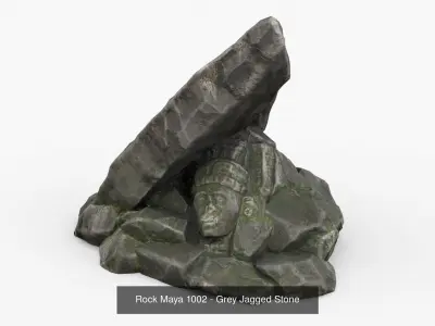 Maya Rock Set Bundle - Grey Jagged Stone 3D Model Pack