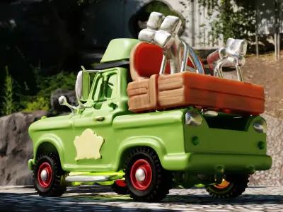 3D  Cartoon Scout Truck Character  3D model