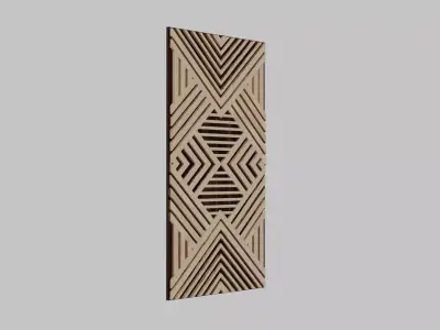 Wood Slats Geometric Abstract Wall Art Free low-poly 3D model