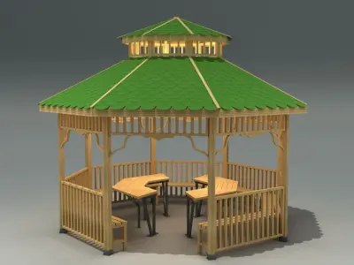 Outdoor Garden Gazebo Model Low-poly 3D model