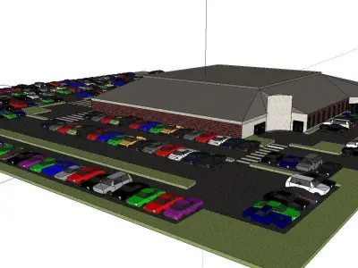 Architecture-Religion-God-Culture-Temple-0292 parking lot wit... 3D model