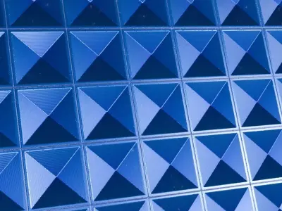 Modern Glossy Cerulean Blue Geometric Pyramid Tiles PBR Seamless Texture