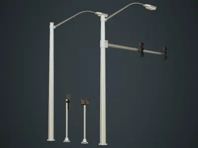 Stop Light 1B Low-poly 3D model