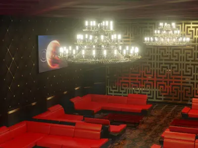 Night club environment with interior - Lowpoly Low-poly 3D model