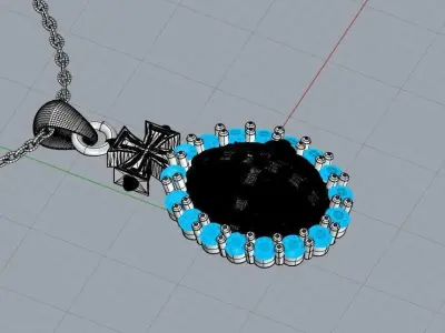 Carved Cross Egg Shape Pendant Design 3D print model