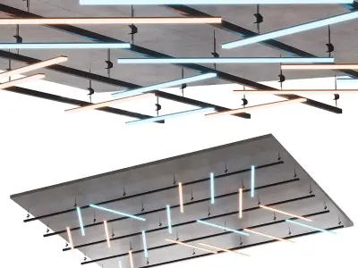 Metal frame suspended ceiling with lighting 60  3D model