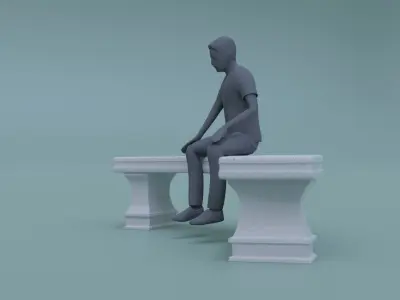 Garden Park marble bench  3D model